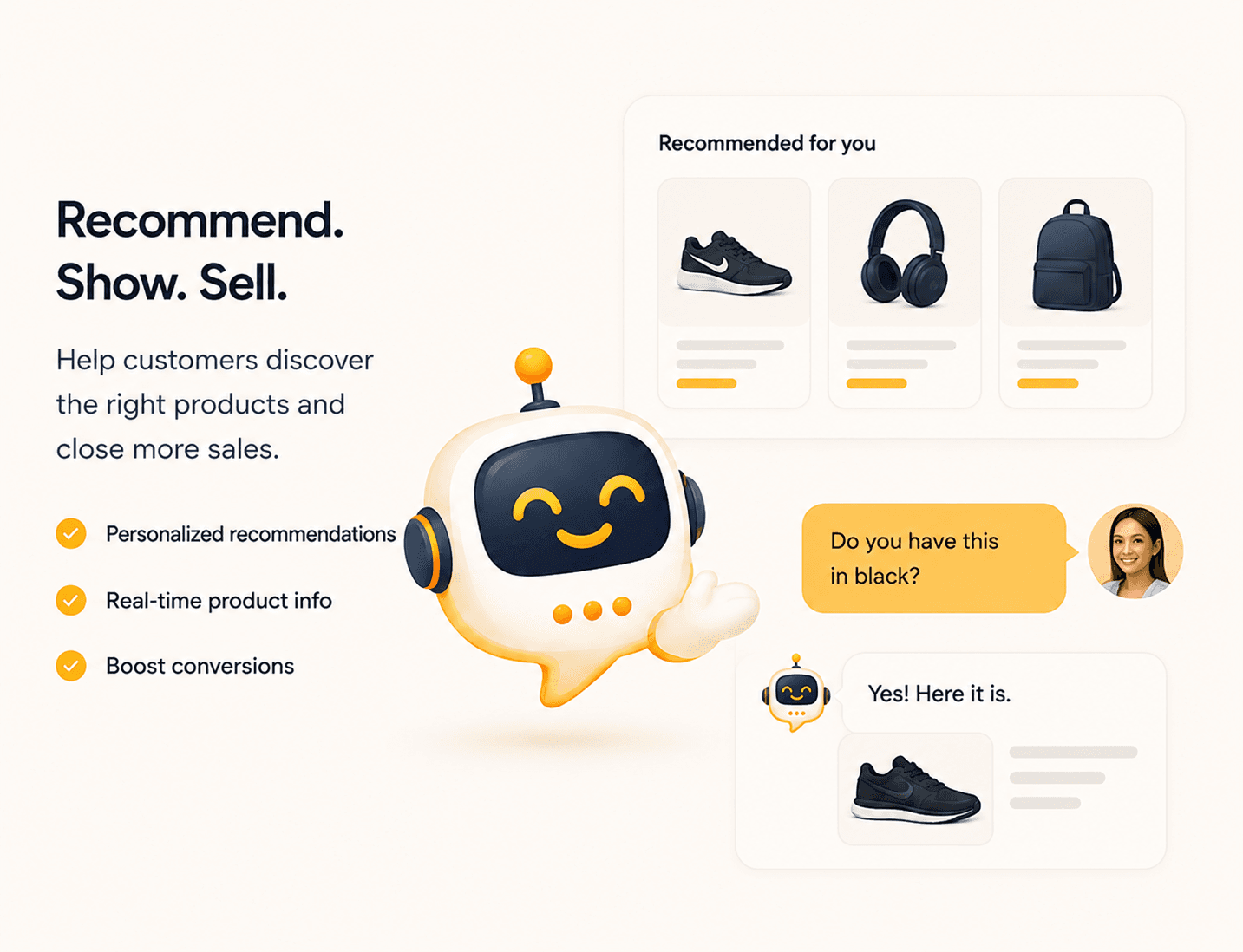 Promptly mascot with product catalog