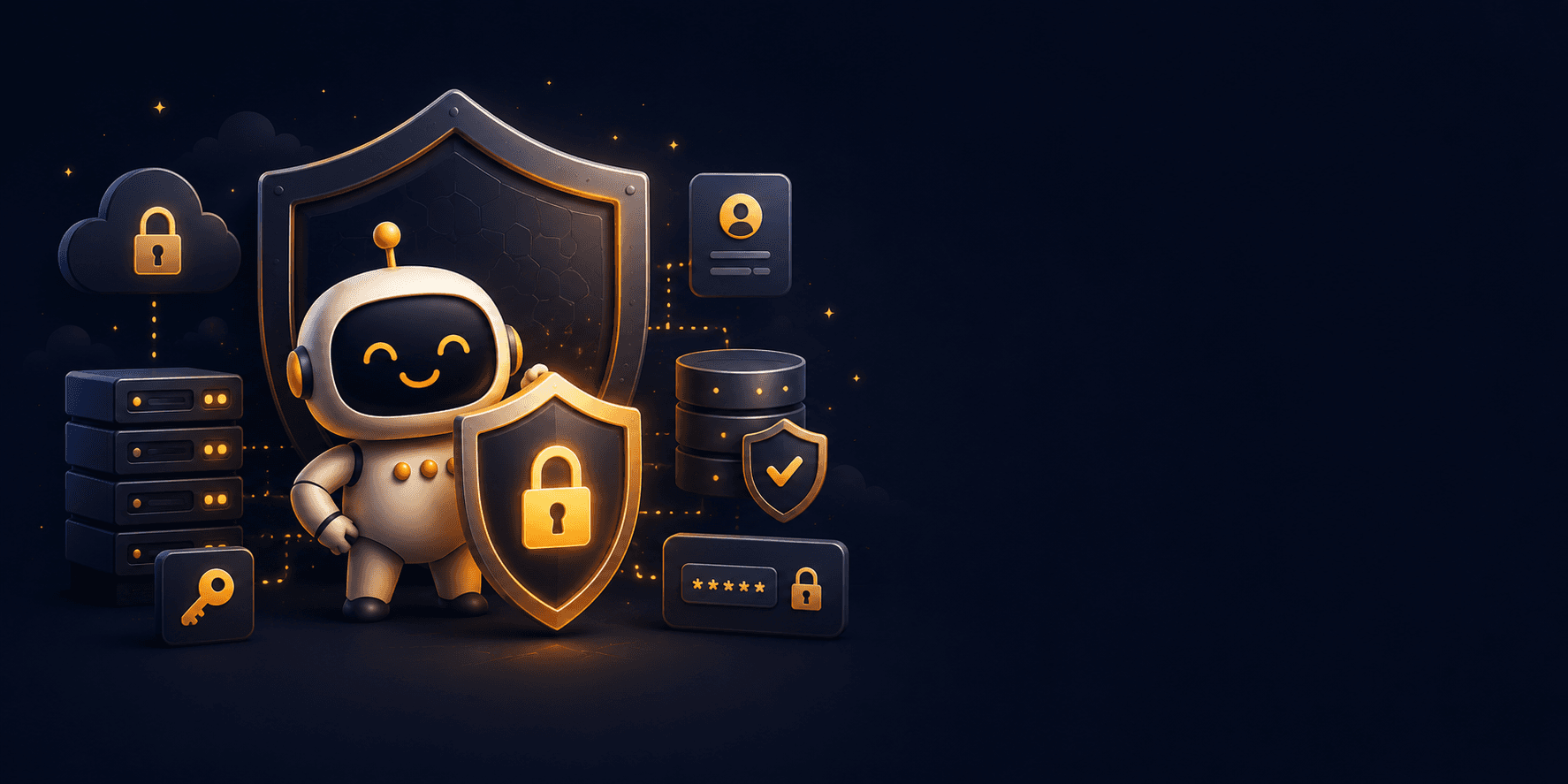 Promptly mascot with security shield