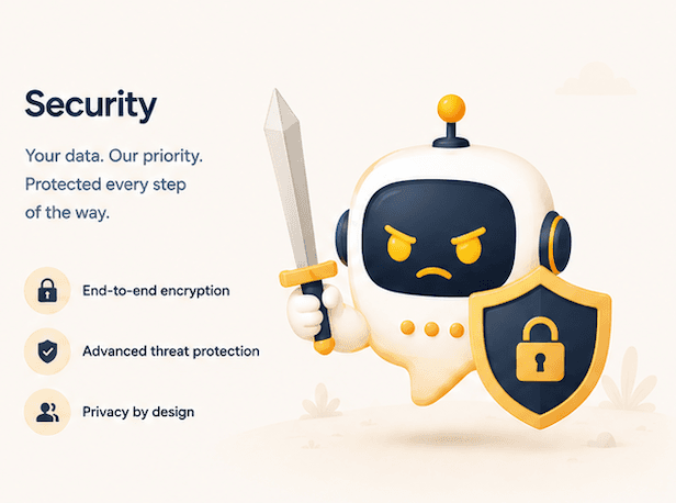 Promptly mascot with security shield
